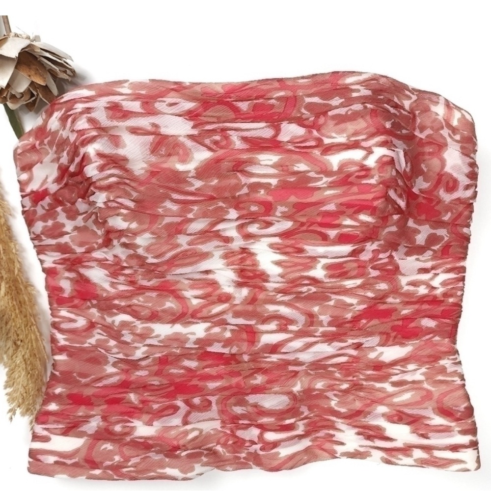 Teri Jon Red White Silk Rouged Bustier Sz 8 - Picture 3 of 10
